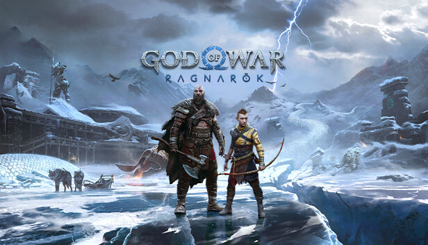 God of War Ragnarök — a snow-covered Norse mountain landscape